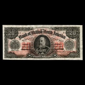 Canada, Bank of British North America, 20 dollars : 3 juillet 1911