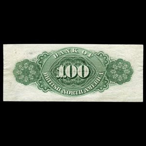 Canada, Bank of British North America, 100 dollars : 3 juillet 1877