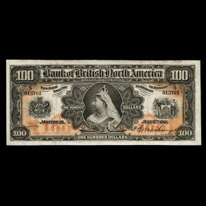 Canada, Bank of British North America, 100 dollars : 3 juillet 1911