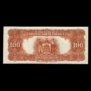 Canada, Bank of British North America, 100 dollars : 3 juillet 1911