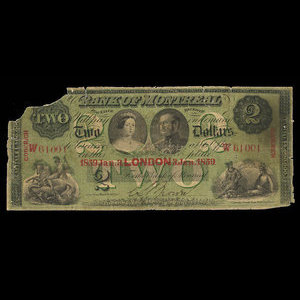 Canada, Banque de Montréal, 2 dollars : 3 janvier 1859