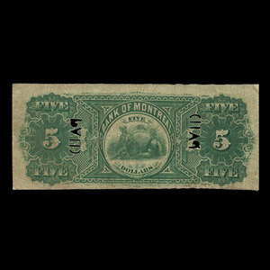 Canada, Banque de Montréal, 5 dollars : 2 janvier 1882