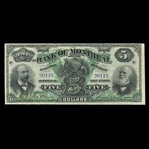 Canada, Banque de Montréal, 5 dollars : 2 janvier 1895