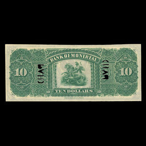 Canada, Banque de Montréal, 10 dollars : 2 janvier 1882