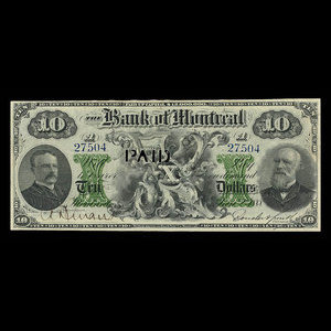 Canada, Banque de Montréal, 10 dollars : 2 janvier 1888