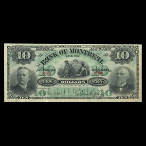 Canada, Banque de Montréal, 10 dollars : 2 janvier 1891