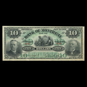 Canada, Banque de Montréal, 10 dollars : 2 janvier 1891