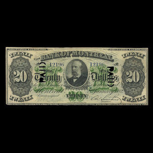 Canada, Banque de Montréal, 20 dollars : 2 janvier 1882