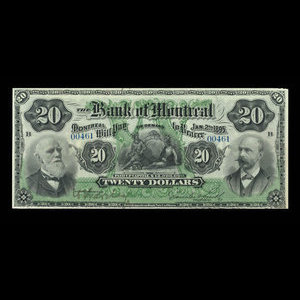 Canada, Banque de Montréal, 20 dollars : 2 janvier 1895