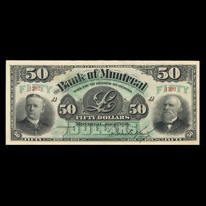 Canada, Banque de Montréal, 50 dollars : 2 janvier 1891