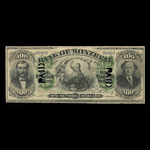 Canada, Banque de Montréal, 100 dollars : 6 juin 1871