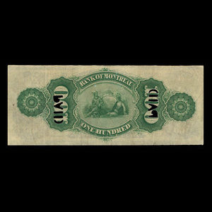 Canada, Banque de Montréal, 100 dollars : 6 juin 1871