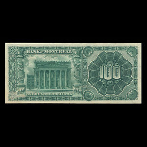 Canada, Banque de Montréal, 100 dollars : 2 janvier 1892