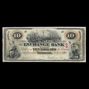 Canada, Exchange Bank of Yarmouth, 10 dollars : 1 juillet 1900