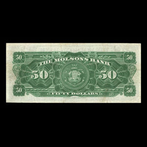 Canada, Molsons Bank, 50 dollars : 2 janvier 1914