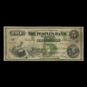 Canada, People's Bank of Halifax, 5 dollars : 1 avril 1899