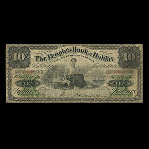 Canada, People's Bank of Halifax, 10 dollars : 1 novembre 1894