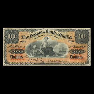Canada, People's Bank of Halifax, 10 dollars : 2 janvier 1900