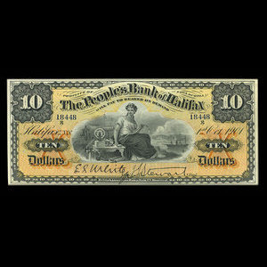Canada, People's Bank of Halifax, 10 dollars : 1 octobre 1901