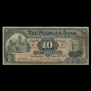 Canada, Peoples Bank of New Brunswick, 10 dollars : 22 juin 1897