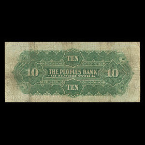 Canada, Peoples Bank of New Brunswick, 10 dollars : 22 juin 1897