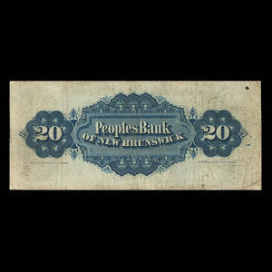 Canada, Peoples Bank of New Brunswick, 20 dollars : 22 juin 1897