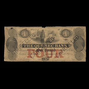 Canada, Banque de Québec, 4 dollars : 1 novembre 1852