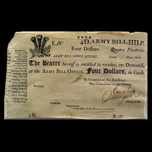 Canada, Army Bill Office, 4 dollars : mai 1813