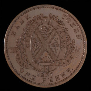 Canada, Banque de Québec, 1 penny : 1837