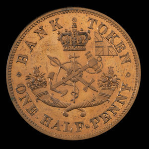 Canada, Bank of Upper Canada (York), 1/2 penny : 1852