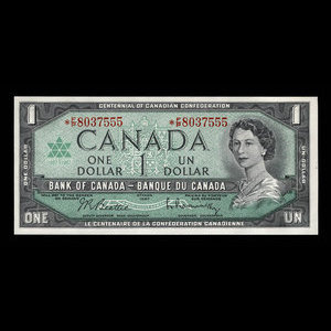 Canada, Banque du Canada, 1 dollar : 1967
