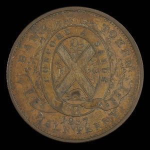 Canada, Banque de la Cité, 1/2 penny : 1837