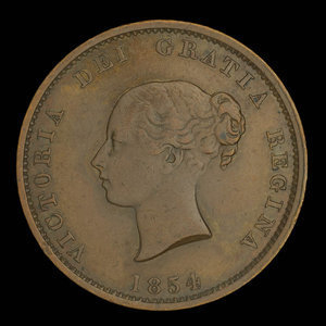 Canada, Province du Nouveau-Brunswick, 1/2 penny : 1854