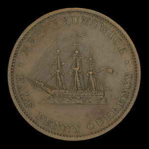 Canada, Province du Nouveau-Brunswick, 1/2 penny : 1854