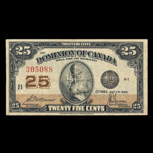 Canada, Dominion du Canada, 25 cents : 2 juillet 1923