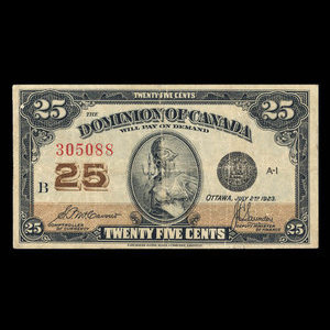 Canada, Dominion du Canada, 25 cents : 2 juillet 1923