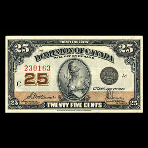 Canada, Dominion du Canada, 25 cents : 2 juillet 1923