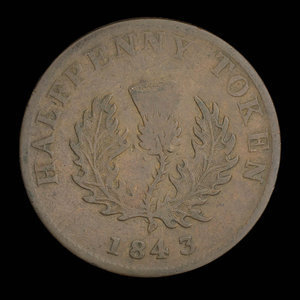 Canada, Province de la Nouvelle-Écosse, 1/2 penny : 1843