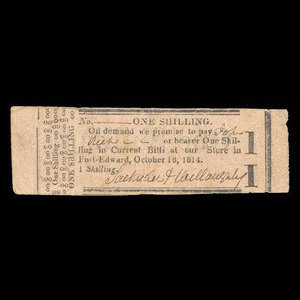 Canada, Sackrider & Willoughby, 1 shilling : 18 octobre 1814
