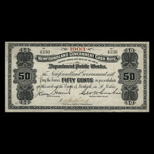Canada, Terre-Neuve - Département des travaux publics, 50 cents : 1903