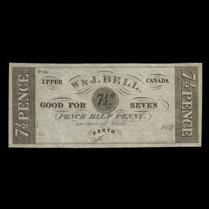 Canada, W. & J. Bell, 7 1/2 pence : 1837