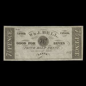 Canada, W. & J. Bell, 7 1/2 pence : 1837