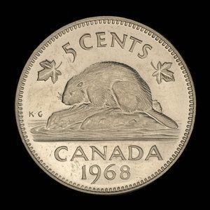 Canada, Élisabeth II, 5 cents : 1968