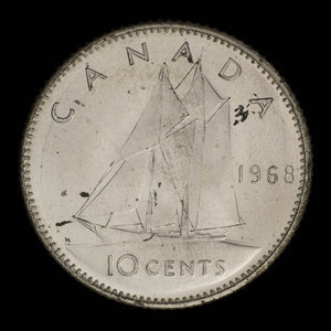 Canada, Élisabeth II, 10 cents : 1968