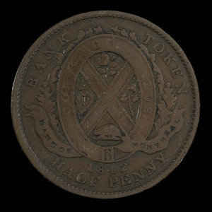 Canada, Banque de Montréal, 1/2 penny : 1842