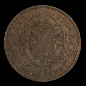 Canada, Banque de Montréal, 1/2 penny : 1842