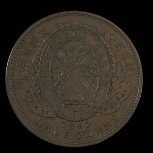 Canada, Banque de Montréal, 1/2 penny : 1842