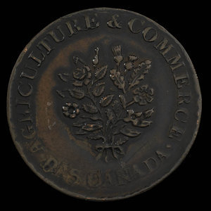 Canada, Société d'archéologie et de numismatique de Montréal, 1 sou : 1865