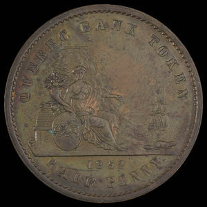 Canada, Banque de Québec, 1/2 penny : 1852