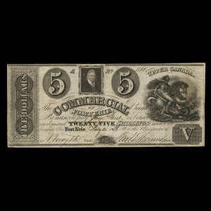 Canada, Commercial Bank of Fort Erie, 5 dollars : 20 juillet 1836